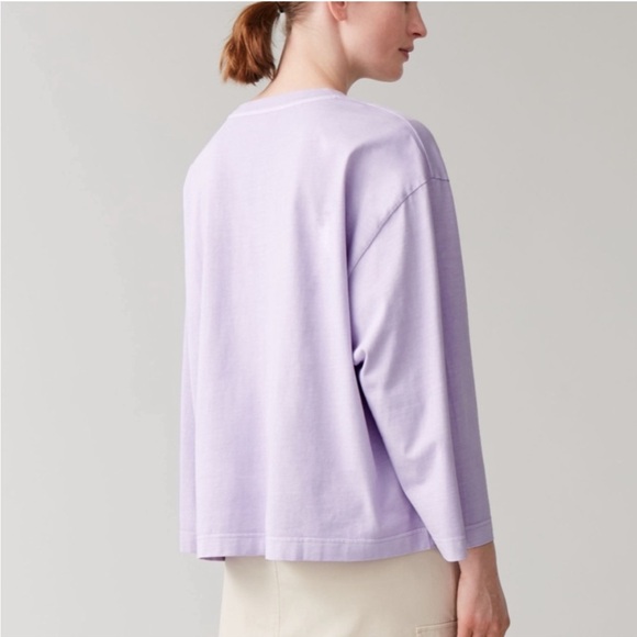 COS Flowy Boxy Oversized Basic Top Long Sleeve T-Shirt Lavender Lilac Size S - Picture 2 of 7